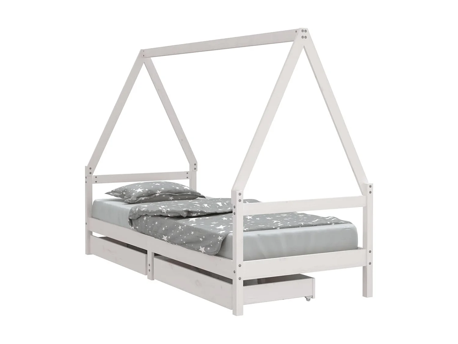 Lit-90x200 cm enfant tiroirs blanc bois de pin massif EGGB77755