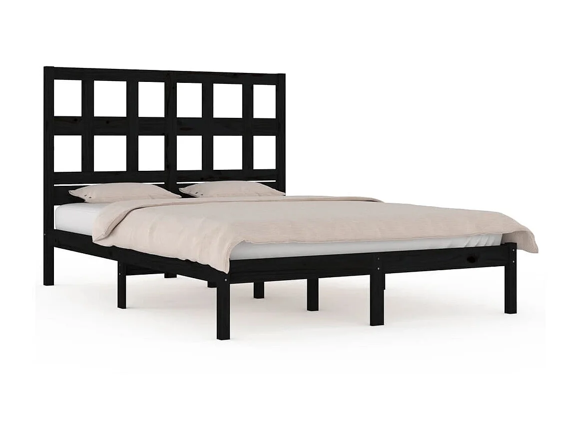 Lit-160x200 cm Noir Bois de pin massif EGGB77550