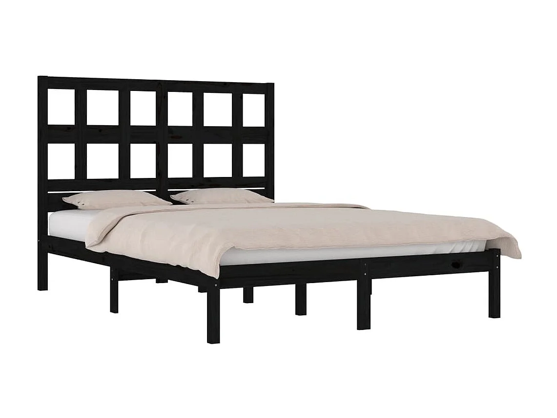 Lit-160x200 cm Noir Bois de pin massif EGGB77550