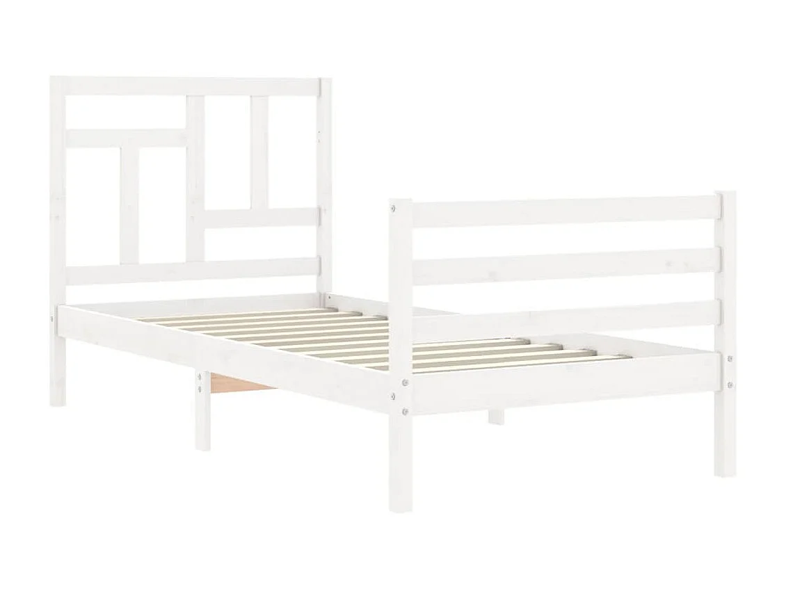 Cama de solteiro c/ cabeceira madeira maciça branco PT936301