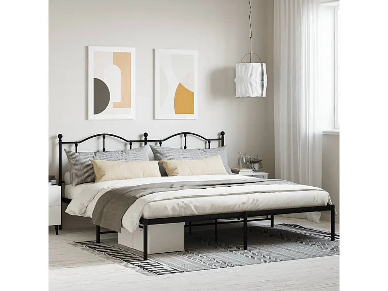 Cama com cabeceira 193x203 cm metal preto PT891751
