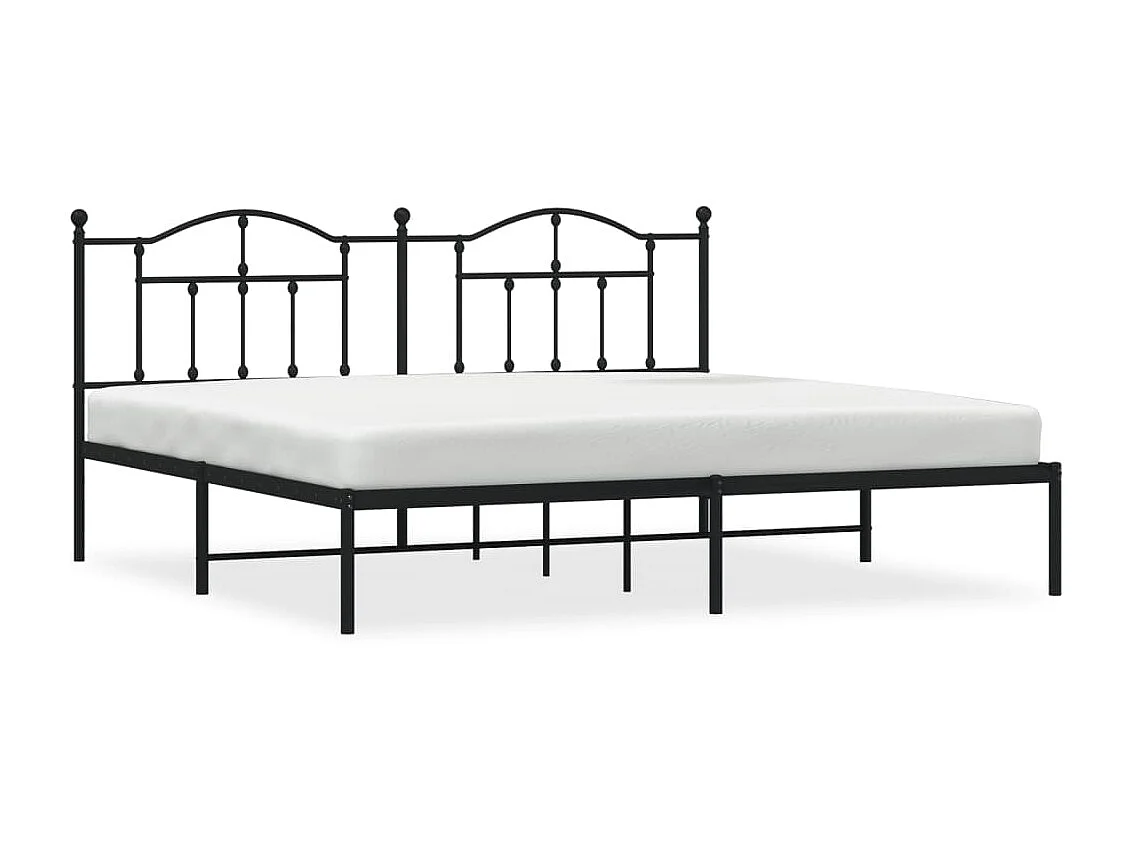 Lit-193x203 cm métal avec tête de lit noir EGGB84199