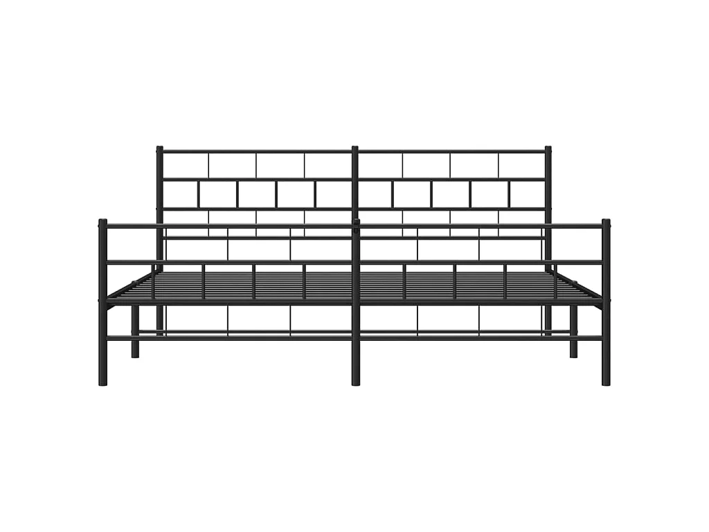 Lit-183x213 cm métal avec tête de lit/pied de lit noir EGGB10350