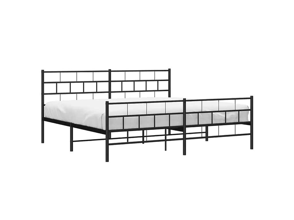 Lit-183x213 cm métal avec tête de lit/pied de lit noir EGGB10350