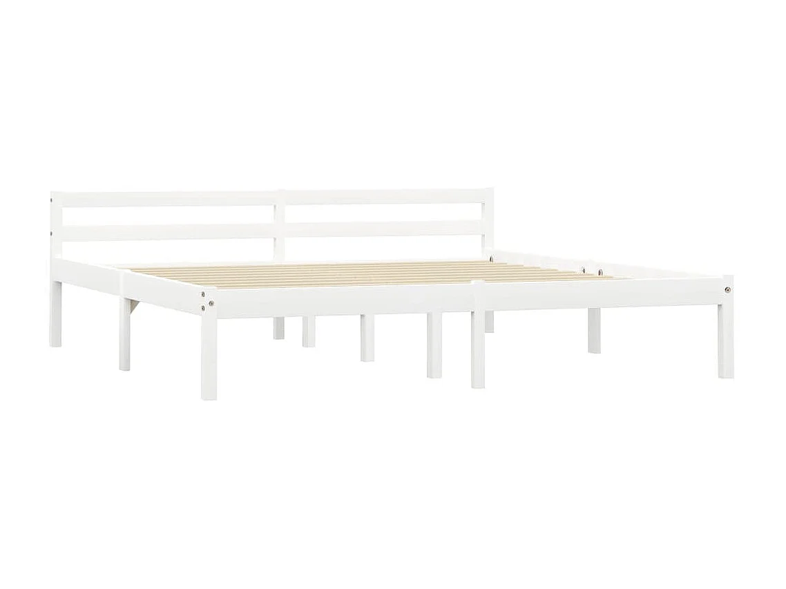 Cama 160x200 cm madeira pinho maciço branco PT482286