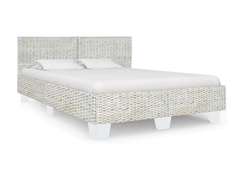 Lit-160x200 cm Gris Rotin naturel EGGB26176