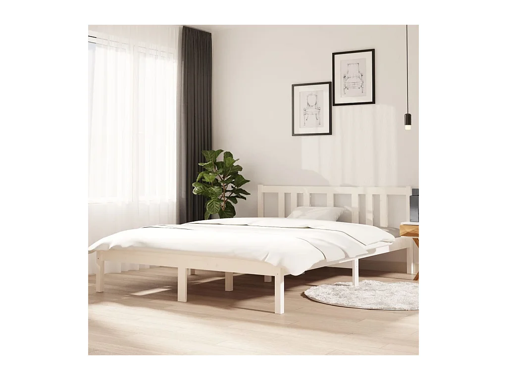 Lit-140x200 cm Blanc Bois massif EGGB37322