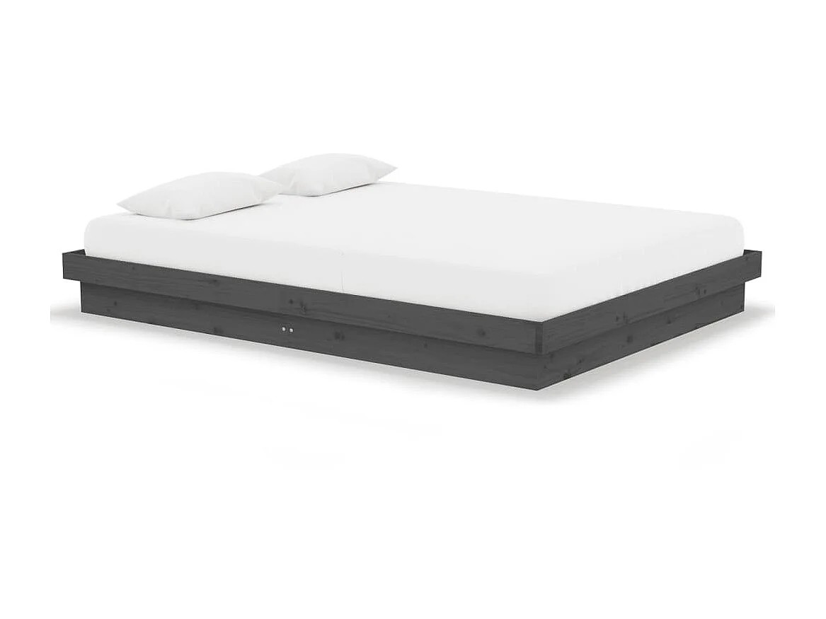 Cama 135x190 cm madera maciza gris doble ES78030