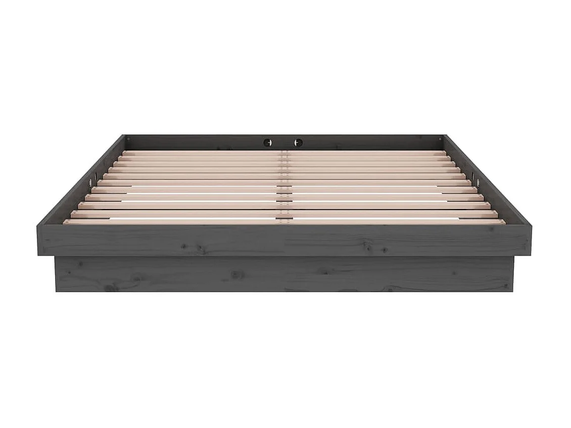 Cama 135x190 cm madera maciza gris doble ES78030