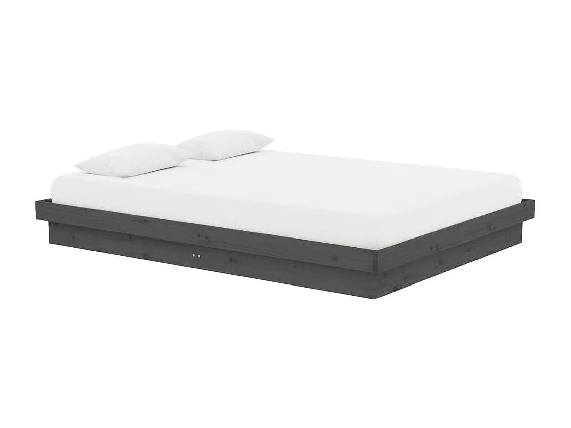 Lit-135x190 cm Gris Bois massif Double EGGB37256