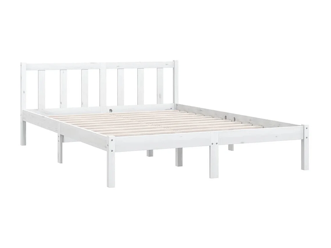 Cama casal 135x190 cm pinho maciço branco PT781520