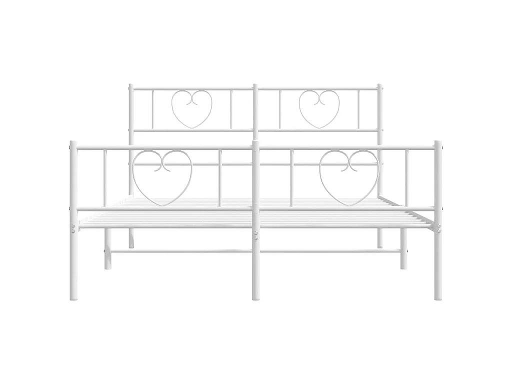 Lit-150x200 cm métal avec tête de lit/pied de lit blanc EGGB37830