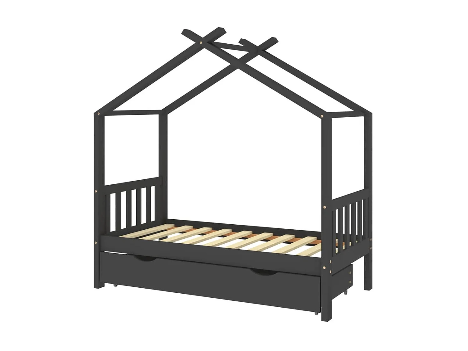 Lit-80x160 cm enfant avec tiroir gris foncéé pin massif EGGB13268