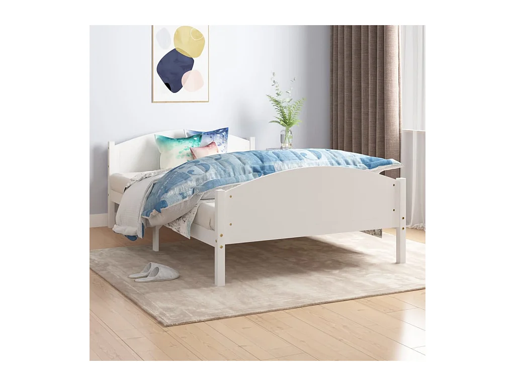 Lit-160x200 cm Blanc Bois de pin massif EGGB47514
