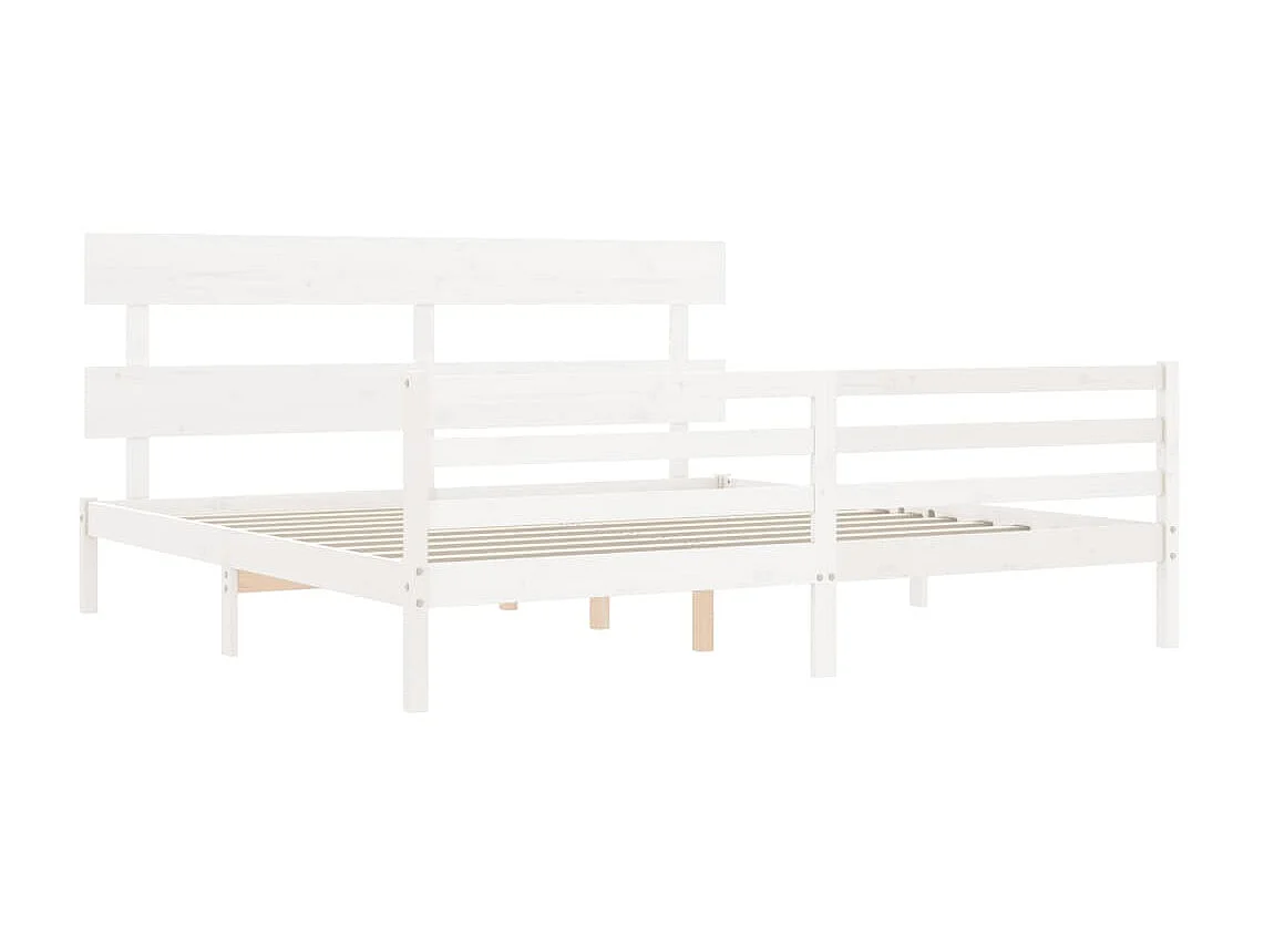 Lit-200x200 cm avec tête de lit blanc bois massif EGGB52443