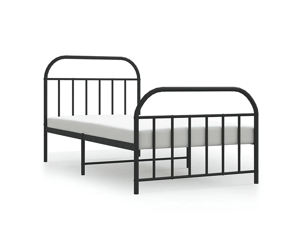 Lit-107x203 cm métal avec tête de lit/pied de lit noir EGGB99809