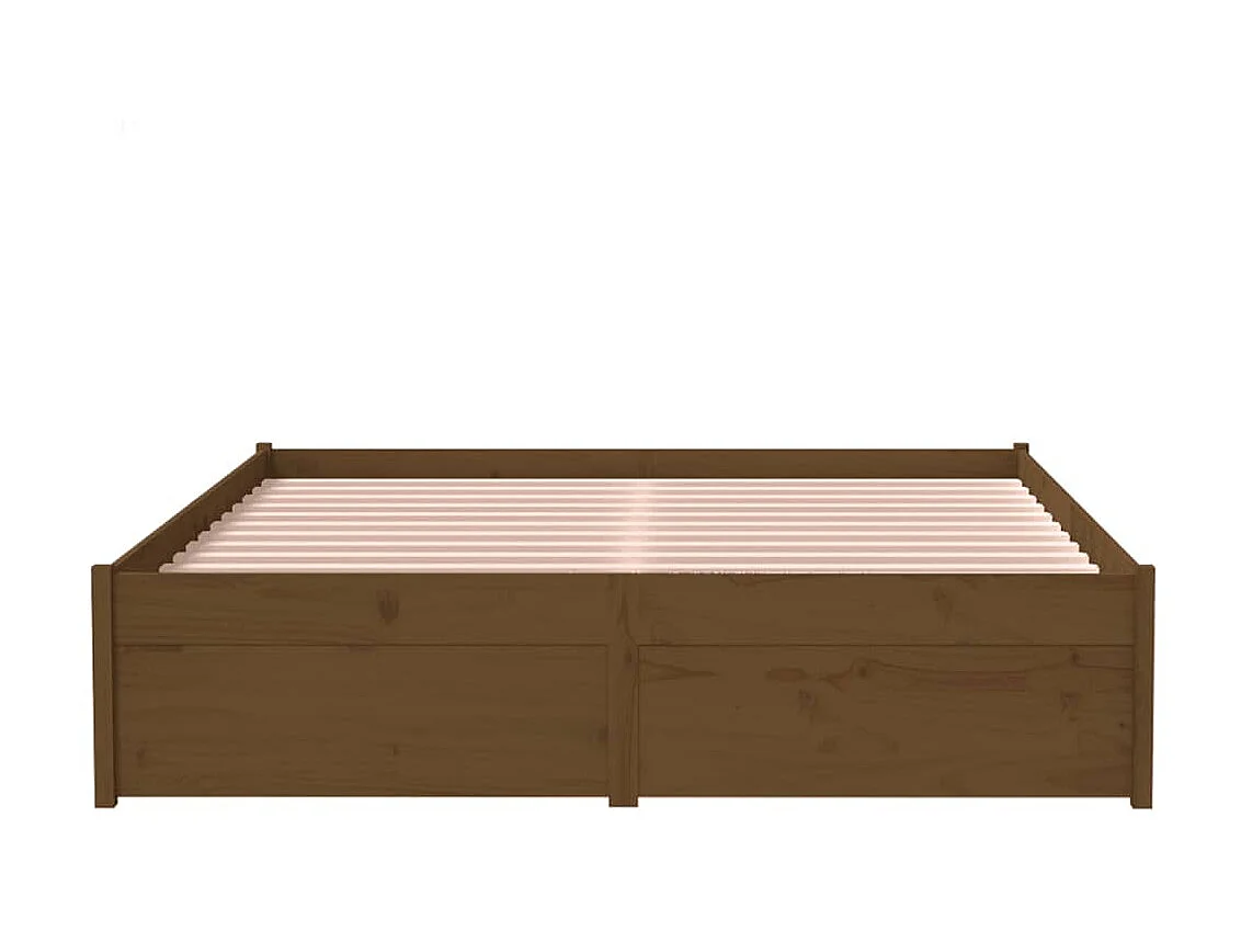 Lit-120x190 cm Marron miel Bois massif Petit Double EGGB76145