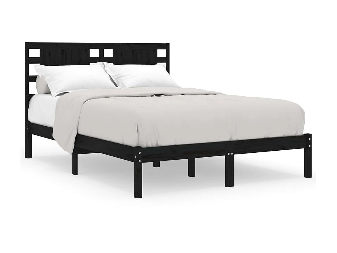 Cama 140x190 cm madeira de pinho maciça preto PT114162
