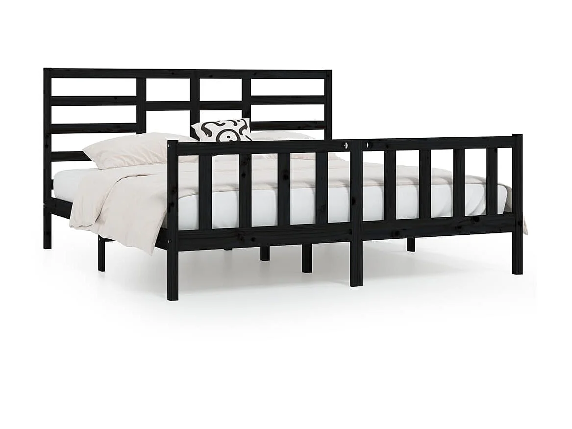 Bedframe massief grenenhout zwart 200x200 cm NL95286