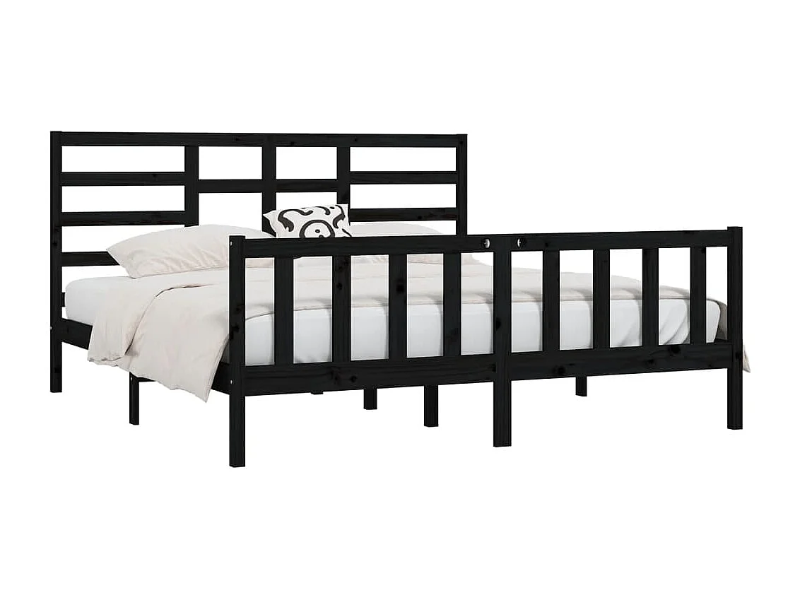 Bedframe massief grenenhout zwart 200x200 cm NL95286