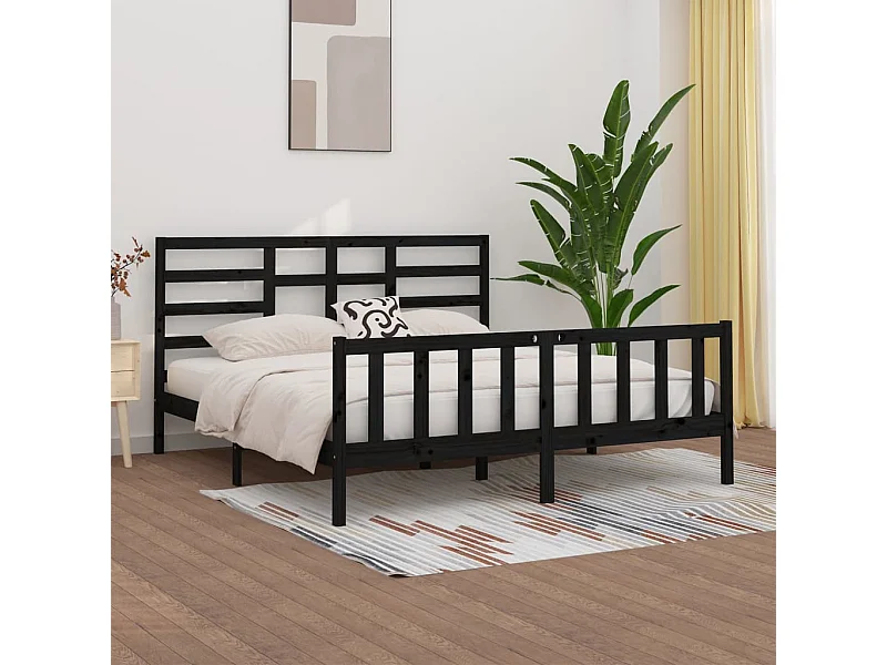 Bedframe massief grenenhout zwart 200x200 cm NL95286