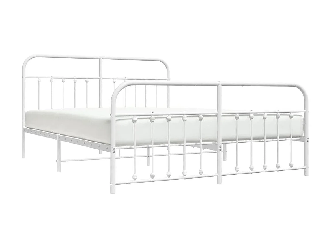Lit-160x200 cm métal avec tête de lit/pied de lit blanc EGGB41082
