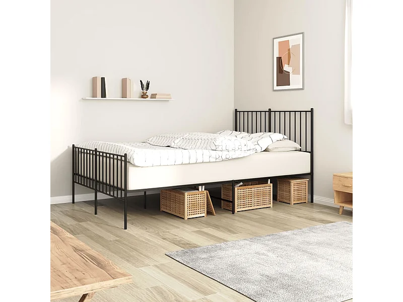 Cama 120x190 cm con cabecero y pie metal negro ES63138