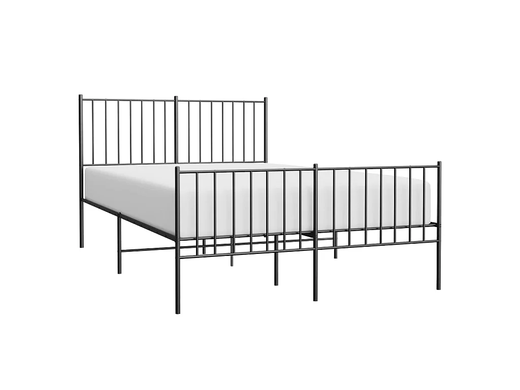 Lit-120x190 cm métal avec tête de lit/pied de lit noir EGGB89542