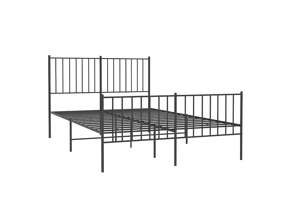 Lit-120x190 cm métal avec tête de lit/pied de lit noir EGGB89542
