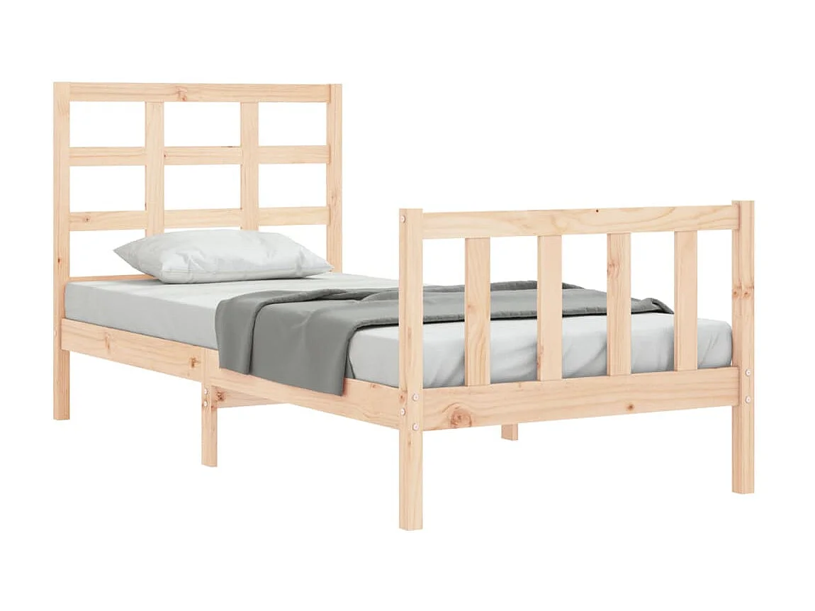 Lit-90x190 cm avec tête de lit bois massif EGGB33530