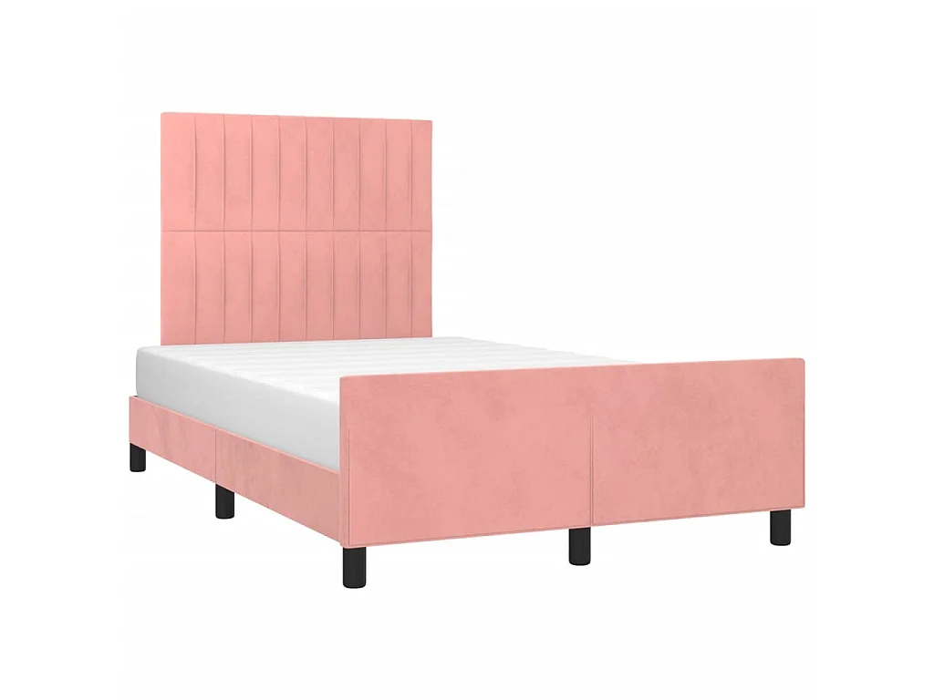 Cama de adulto c/ cabeceira 120x200 cm veludo rosa PT424974