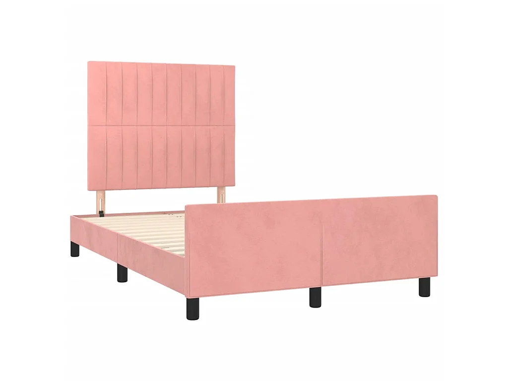 Cama de adulto c/ cabeceira 120x200 cm veludo rosa PT424974