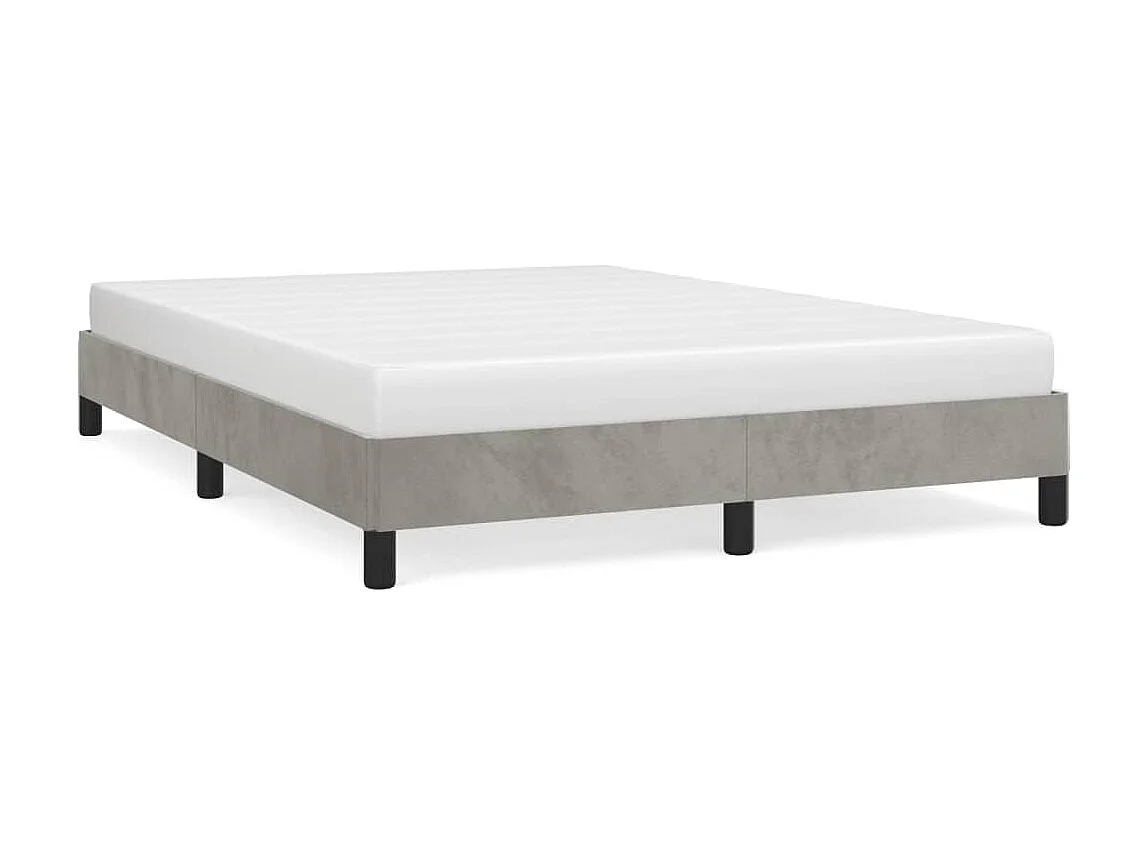Cama 140x190 cm de terciopelo gris claro ES32806