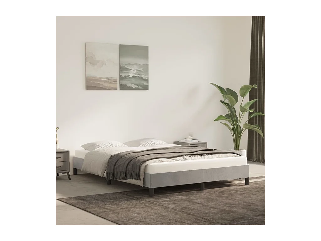 Lit-140x190 cm Gris clair Velours EGGB36074