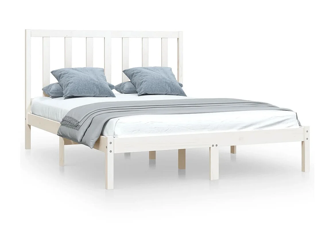 Lit-140x200 cm Blanc Bois de pin massif EGGB15812