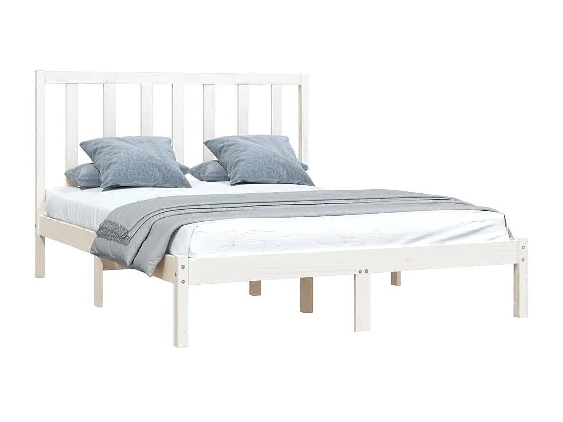 Lit-140x200 cm Blanc Bois de pin massif EGGB15812