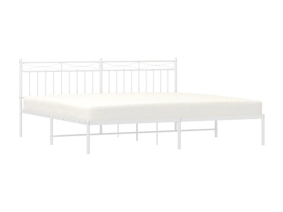 Cama 190x200 cm de metal con cabecero blanco ES41728