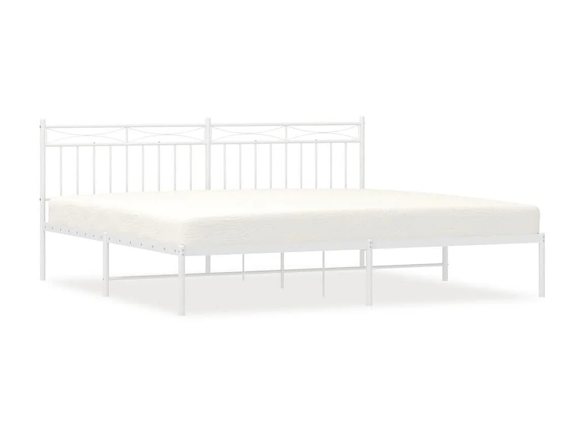 Lit-193x203 cm métal avec tête de lit blanc EGGB38802