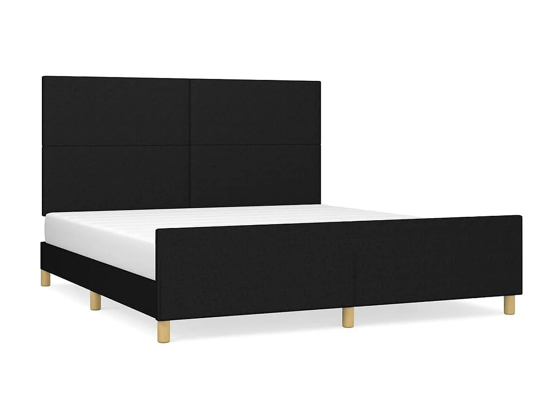 Cama 180x200 cm con cabecero de tela negro ES15079