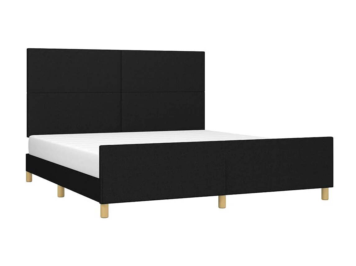 Cama 180x200 cm con cabecero de tela negro ES15079