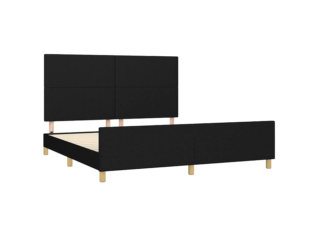 Cama 180x200 cm con cabecero de tela negro ES15079