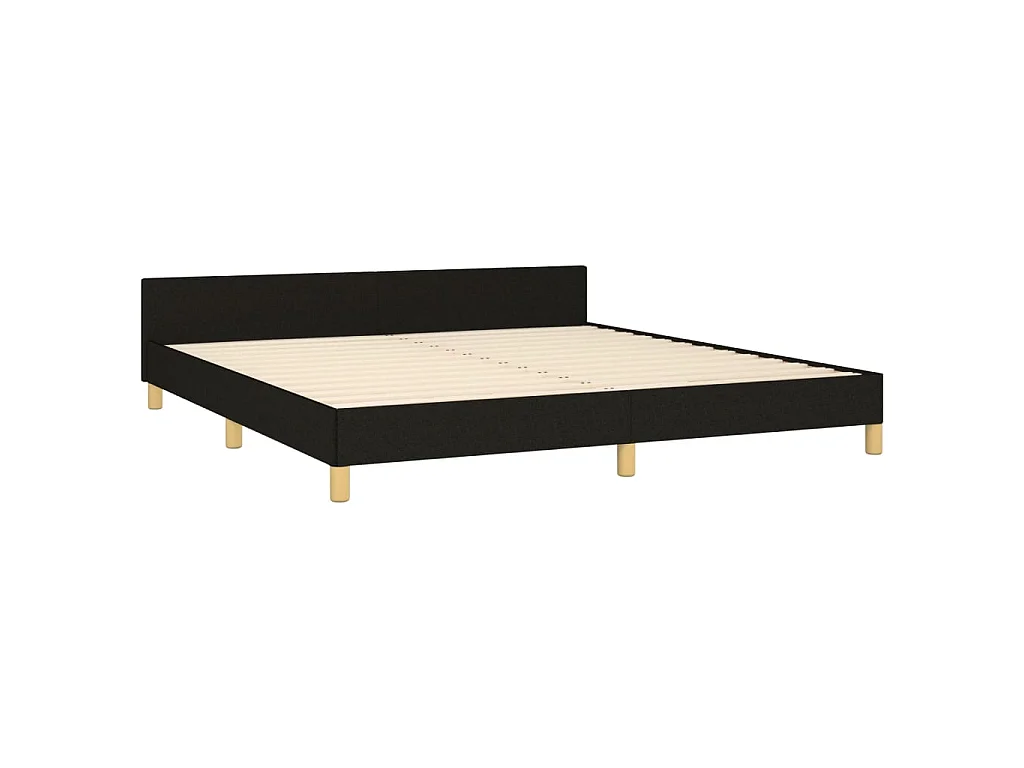 Cama 180x200 cm con cabecero de tela negro ES15079