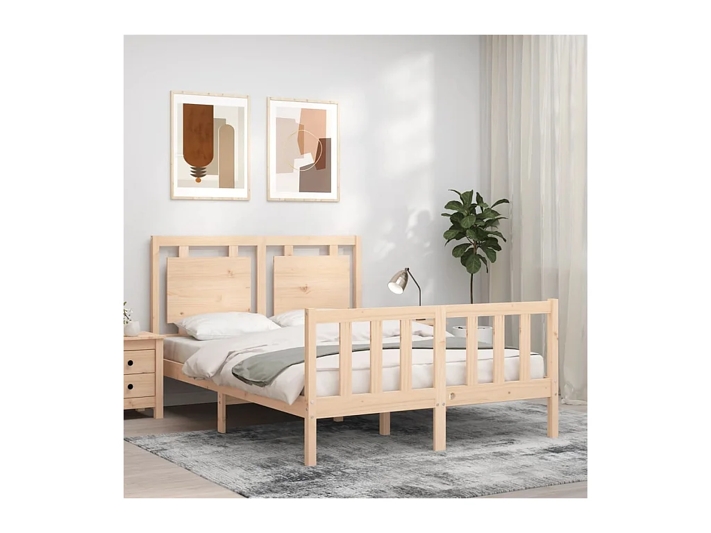 Lit-120x190 cm avec tête de lit petit double bois massif EGGB61249