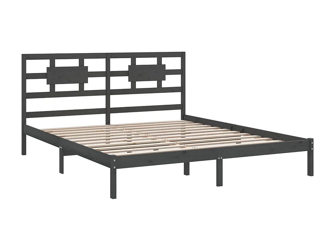 Cama 200x200 cm de madera maciza de pino gris ES76295