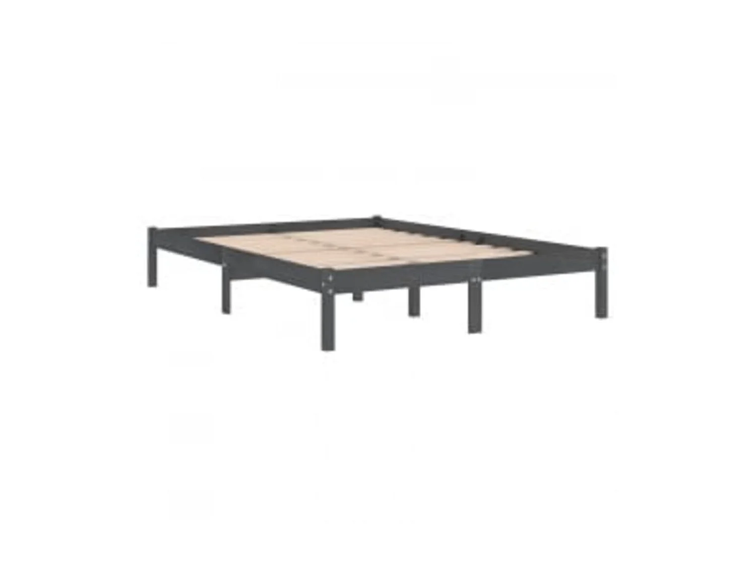 Cama 200x200 cm de madera maciza de pino gris ES76295
