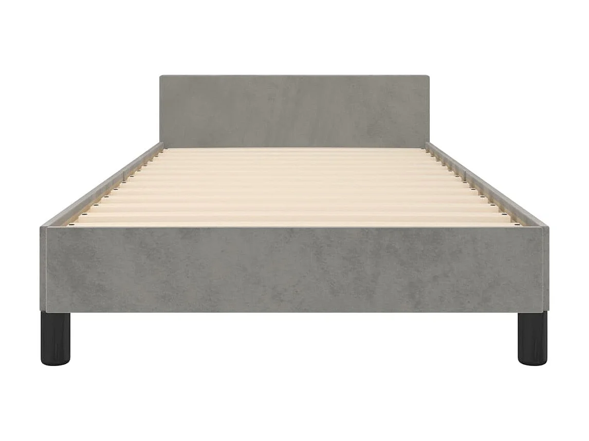Cama c/ cabeceira 80x200 cm veludo cinzento-claro PT805143