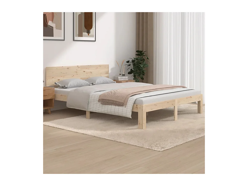 Lit-140x190 cm Bois de pin massif EGGB40913