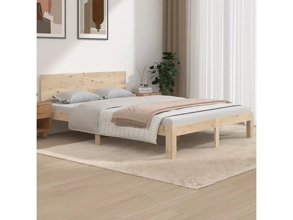 Cama 140x190 cm pinho maciço PT286636