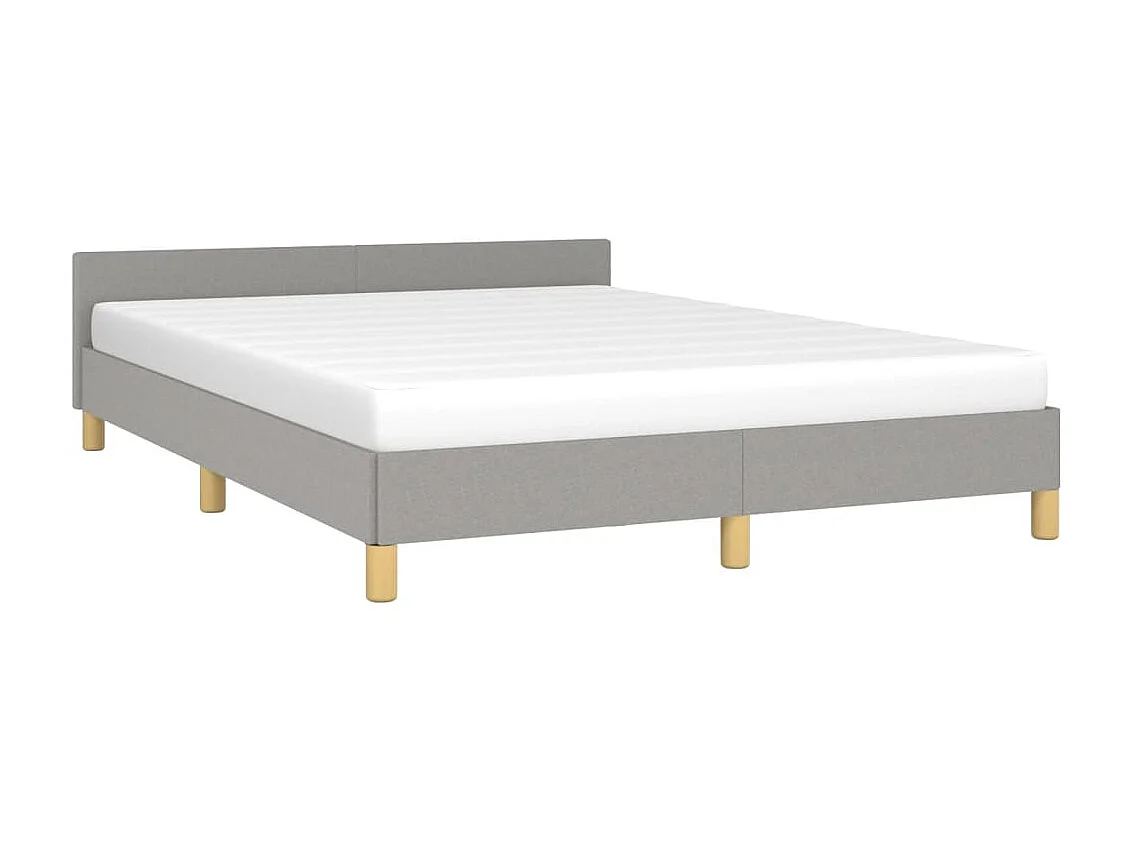 Cama c/ cabeceira 140x190 cm tecido cinza-claro PT194177
