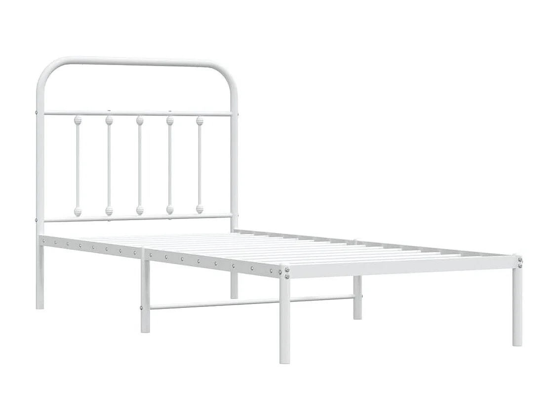 Lit-90x200 cm métal avec tête de lit blanc EGGB89666